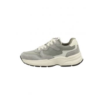 Pantofi sport cu talpa demi-wedge si garnituri din piele intoarsa