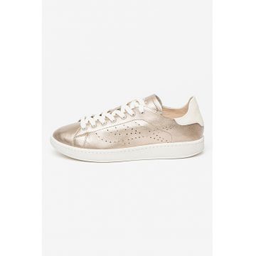 Pantofi sport de piele cu aspect metalic