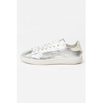 Pantofi sport de piele cu aspect metalic