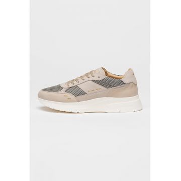 Pantofi sport de piele cu insertii de plasa