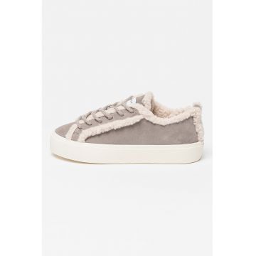 Pantofi sport de piele intoarsa si lana - cu logo