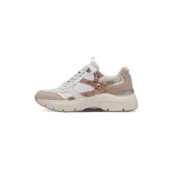 Pantofi sport demi-wedge cu garnituri de piele