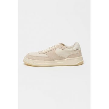 Pantofi sport din piele cu insertii din piele intoarsa Selena