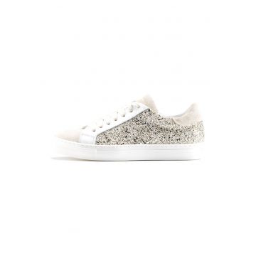 Pantofi sport din piele intoarsa cu aspect stralucitor