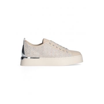Pantofi sport din piele si piele ecologica cu aplicatii cu strasuri