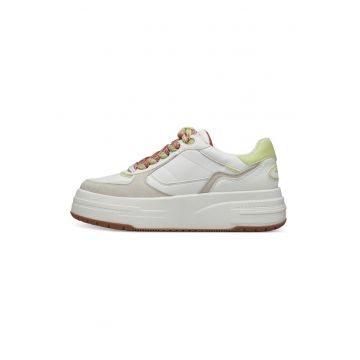 Pantofi sport flatform cu garnituri de piele intoarsa
