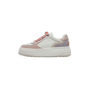 Pantofi sport flatform cu garnituri de piele intoarsa