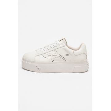 Pantofi sport flatform de piele cu logo cu perforatii Santana