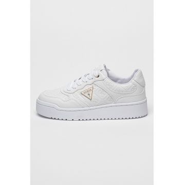 Pantofi sport flatform de piele ecologica cu logo