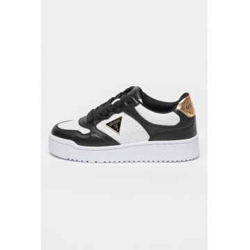 Pantofi sport flatform de piele ecologica cu logo