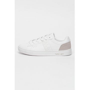 Pantofi sport low-top de piele ecologica cu garnitura de piele intoarsa