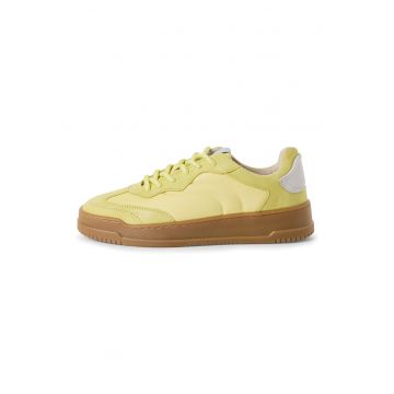 Pantofi sport wedge cu garnituri de piele