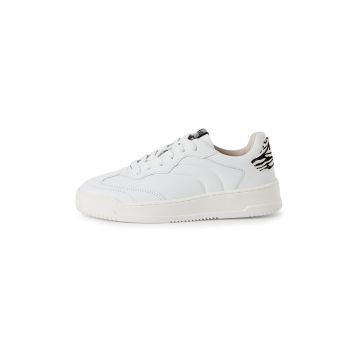 Pantofi sport wedge cu garnituri de piele