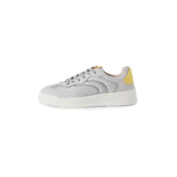 Pantofi sport wedge cu garnituri de piele