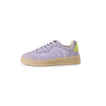 Pantofi sport wedge cu garnituri de piele