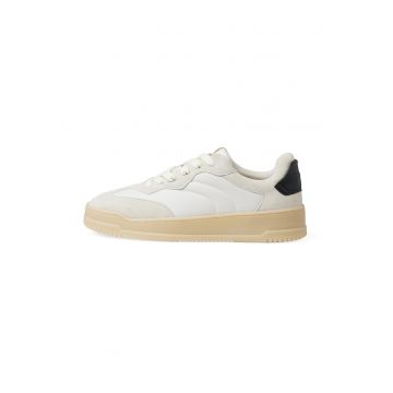 Pantofi sport wedge cu garnituri de piele