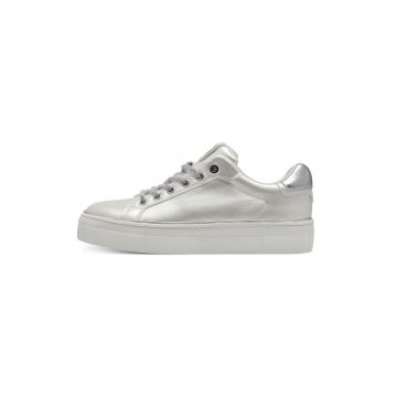 Tenisi flatform cu aspect metalizat