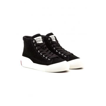 Tenisi mid-high de piele intoarsa cu logo