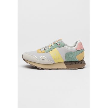 Pantofi sport cu talpa flatform si insertii din piele intoarsa
