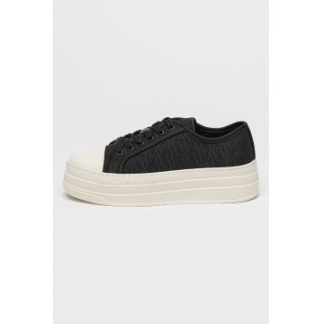 Pantofi sport cu talpa flatform si model logo