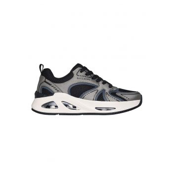 Pantofi sport cu talpa wedge si segmente din piele ecologica si material textil Uno Ego Wedge