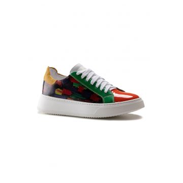 Pantofi sport de piele cu imprimeu
