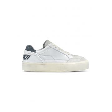 Pantofi sport de piele cu logo - Albastru glaciar/Alb murdar