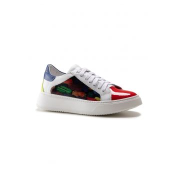 Pantofi sport de piele cu model colorblock