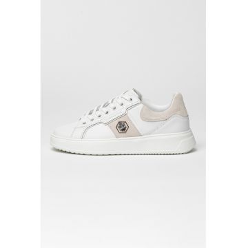 Pantofi sport de piele ecologica cu garnituri de piele intoarsa