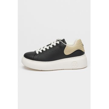 Pantofi sport din piele ecologica cu sireturi