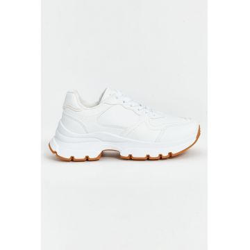 Pantofi sport din piele ecologica cu talpa demi-wedge