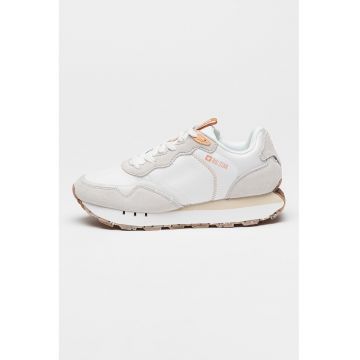 Pantofi sport din piele intoarsa si material textil cu logo