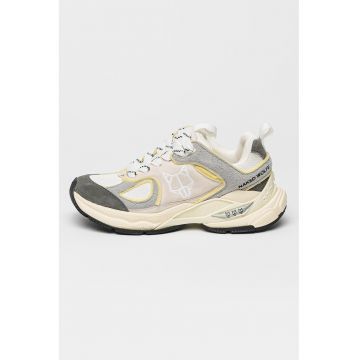 Pantofi sport din piele intoarsa si plasa