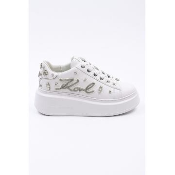 Pantofi sport wedge de piele cu strasuri