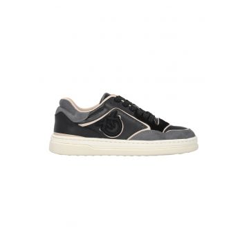 Pantofi sport cu insertii de piele si piele intoarsa