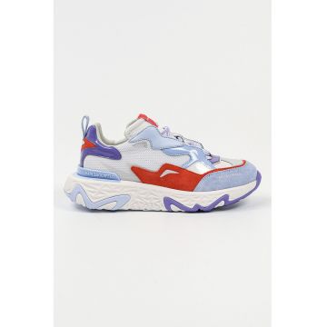 Pantofi sport cu model colorblock si garnituri din piele intoarsa