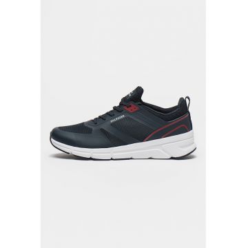 Pantofi sport de piele ecologica cu insertii de plasa