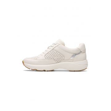 Pantofi sport demi-wedge cu garnituri din piele