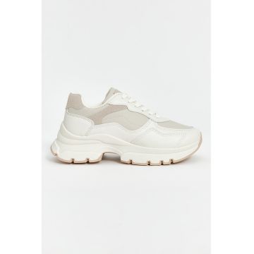 Pantofi sport din piele ecologica cu model in doua tonuri
