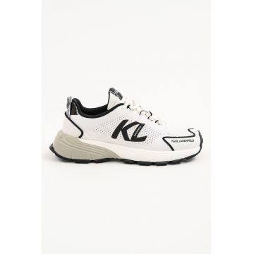 Pantofi sport din plasa cu logo si insertii din piele - Alb/Negru